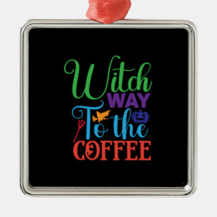 Ornamento De Metal Halloween Witch Caminhando Para O Café