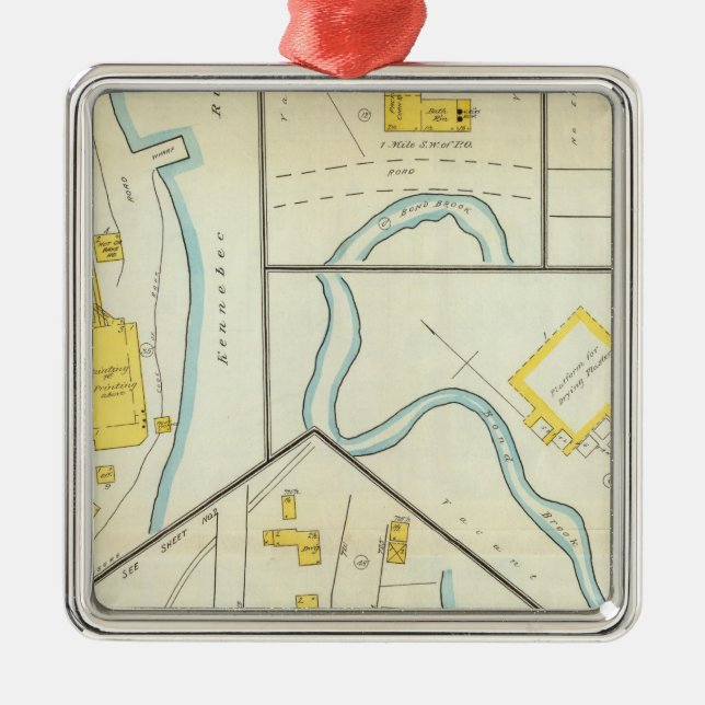 Ornamento De Metal Hallowell, Kennebec County, e Maine 3 (Frente)