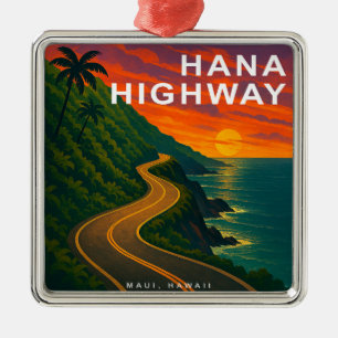 Ornamento De Metal Hana Highway Maui Hawaii Sunset