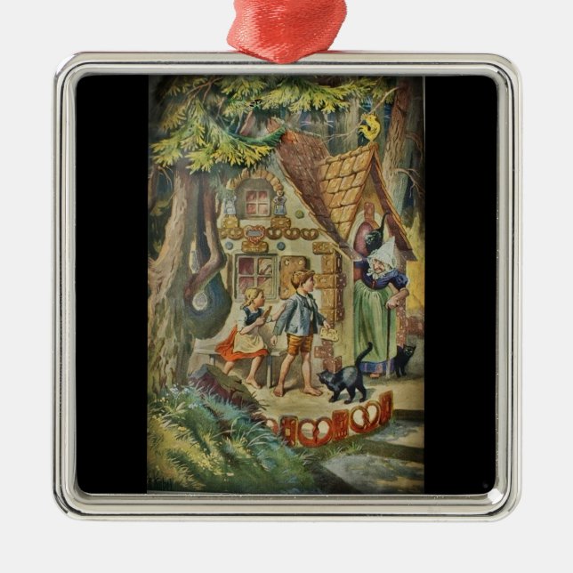 Ornamento De Metal Hansel e Gretel na esquadra da bruxa (Frente)