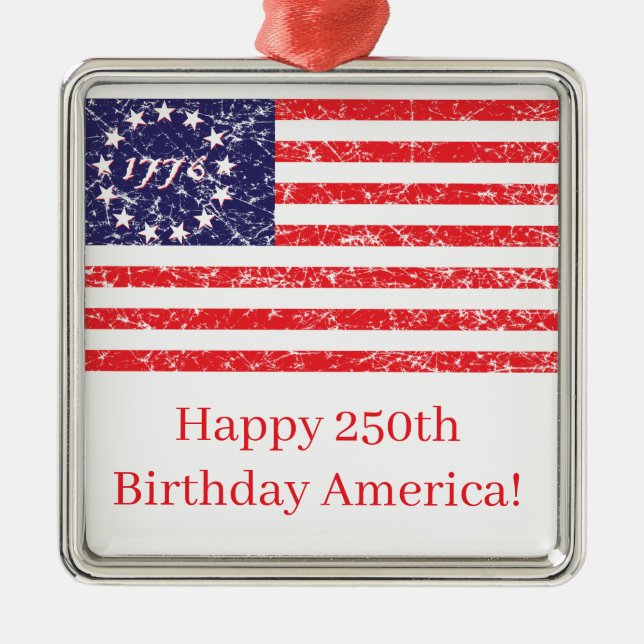 Ornamento De Metal Happy 250th America (Frente)