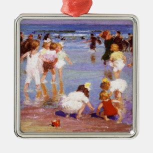 Ornamento De Metal Happy Days at Beach (por E.H. Potthast)