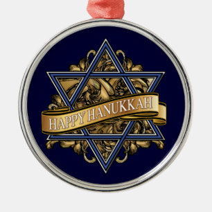 Ornamento De Metal Happy Hanukkah Star de David