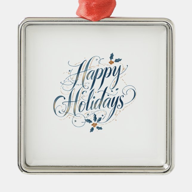 Ornamento De Metal Happy Holidays Merry Christmas Family New Year (Frente)