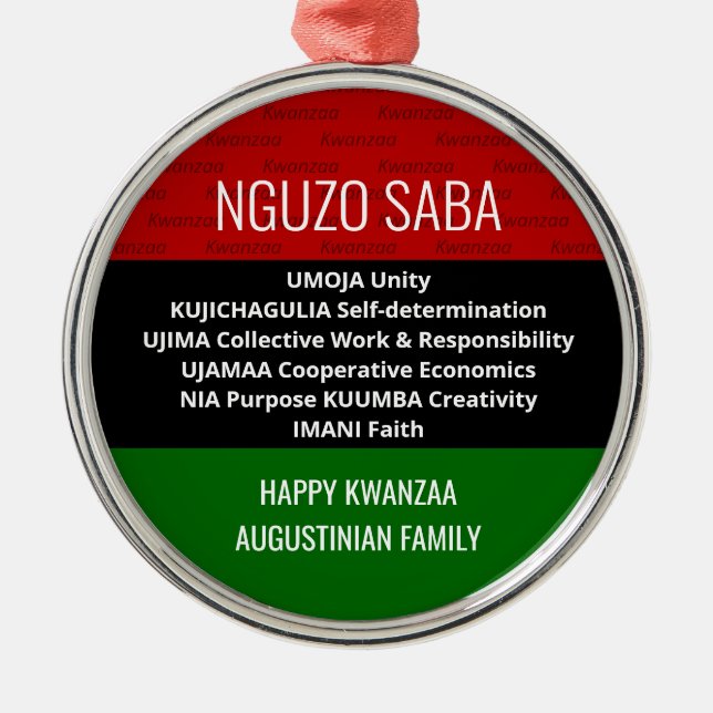Ornamento De Metal Happy Kwanzaa NGUZO SABA (Frente)