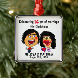 Ornamento De Metal Happy Marriage Christmas Cartoon