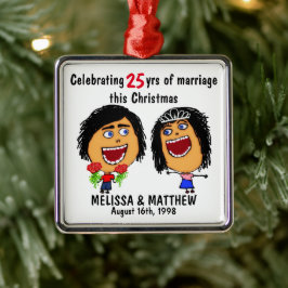 Ornamento De Metal Happy Marriage Christmas Cartoon