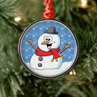 Ornamento De Metal Happy Snowman Ornament