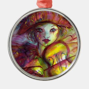 Ornamento De Metal HARLEQUIN JOGANDO VIOLIN Venetian Mascarada