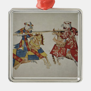 Ornamento De Metal Harley 4205 f.366 cavaleiros Jousting, c.1445