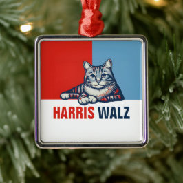Ornamento De Metal Harris Walz 2024 Obviamente Blue Cat