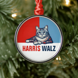 Ornamento De Metal Harris Walz 2024 Obviamente Blue Cat