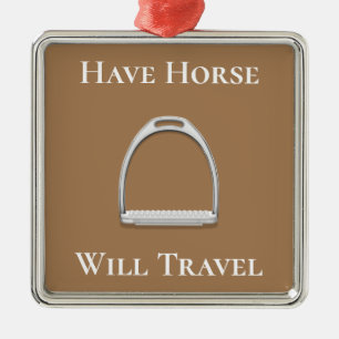 Ornamento De Metal "Have Horse Will Viagem" Inglês Stirrup Brown