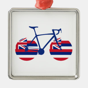 Ornamento De Metal Hawaii Flag Cycling
