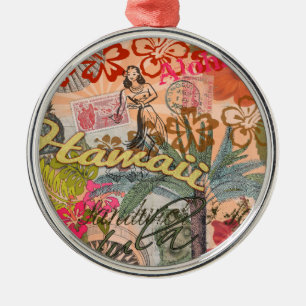 Ornamento De Metal Hawaii Hula Viagem Flower Vintage