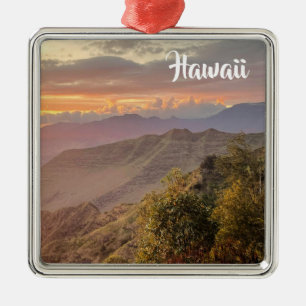 Ornamento De Metal Hawaii Sunrise nas Montanhas
