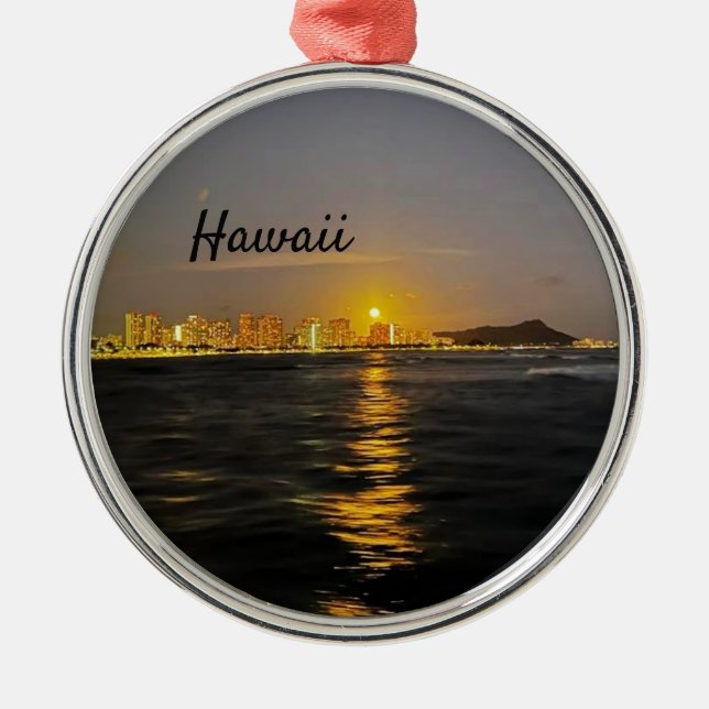 Ornamento De Metal Hawaii Supermoon Moon Sunset Cruise (Frente)