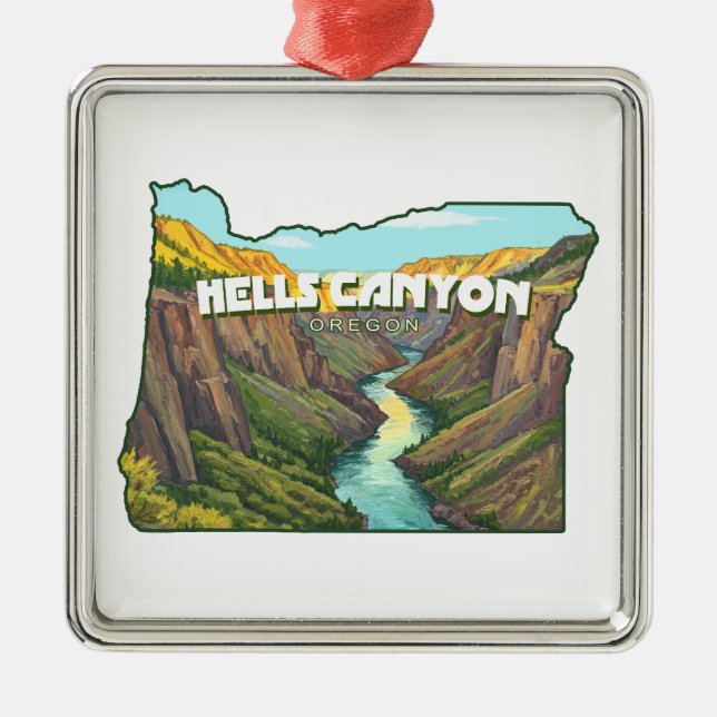 Ornamento De Metal Hells Canyon Oregon Map (Frente)