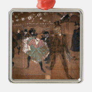 Ornamento De Metal Henri de Toulouse-Lautrec que dançam no vermelh