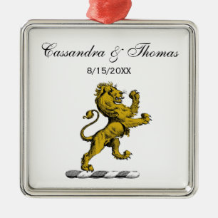 Ornamento De Metal Heraldic Lion Standcrest Emblem C