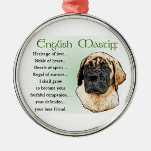 Ornamento De Metal Herança inglesa do Mastiff do amor