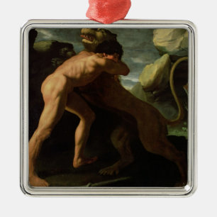 Ornamento De Metal Hercules que luta com o leão de Nemean