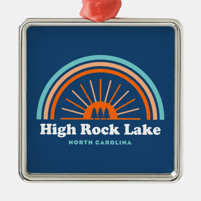 Ornamento De Metal High Rock Lake North Carolina Rainbow (Frente)