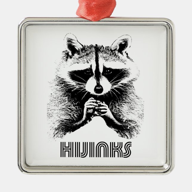 Ornamento De Metal Hijinks em Raccoon (Frente)