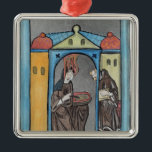 Ornamento De Metal Hildegard de Bingen<br><div class="desc">O Hildegard da escola alemão de Bingen que recebe a luz do céu,  c.1151 (coloração mais atrasada) situado em um colecção privada. O Hildegard de Bingen que recebe a luz do céu,  c.1151 (coloração mais atrasada) foi criado em torno do século XII.</div>