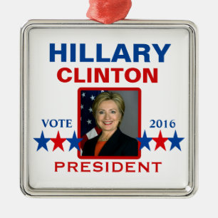 Ornamento De Metal Hillary Clinton para o presidente 2016