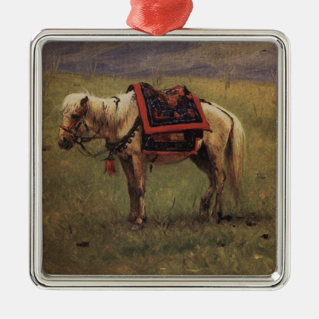 Ornamento De Metal Himalaia Pony (Cavalo Pequeno) (Vasily Vereshchagi (Frente)