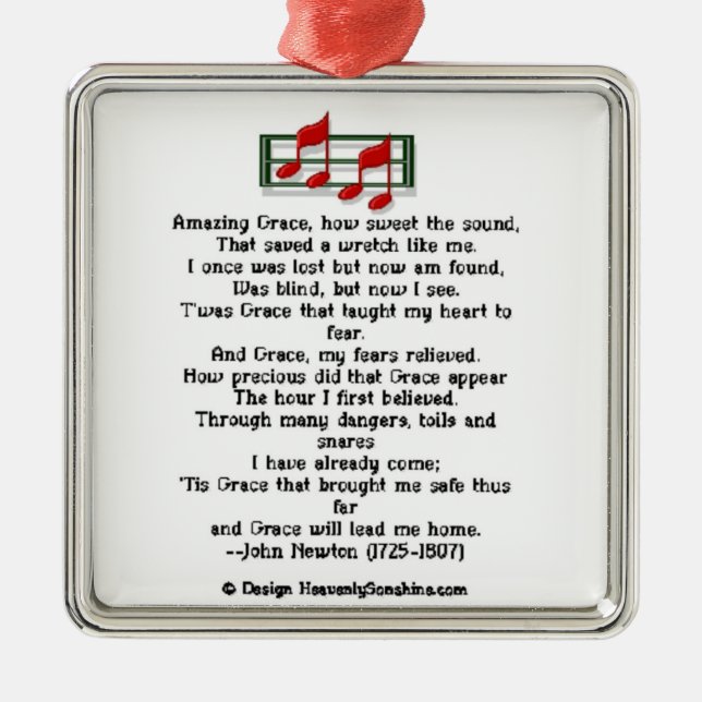 Ornamento De Metal Hino surpreendente da benevolência (Frente)