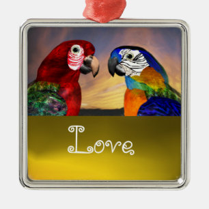Ornamento De Metal HIPER PARROS / AZUL E ARA Topaz Red Love