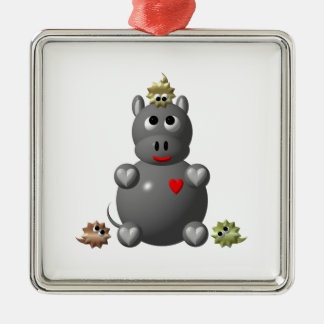 Ornamento De Metal Hipopótamo Fofo com Hamsters