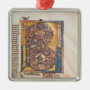 Ornamento De Metal Historiated rubrica "B" que descreve o rei David