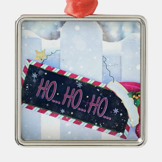 Ornamento De Metal Ho Ho Ho (Frente)