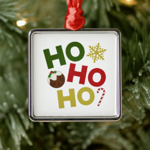 Ornamento De Metal HO HO HO + pudim de Natal, doce, floco de neve