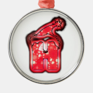 Ornamento De Metal Ho Ho! Santa Claus Chapéu Feliz Estrela de Natal.p