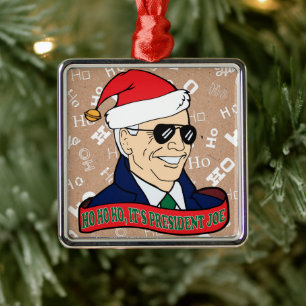 Ornamento De Metal Ho Ho Seu Presidente Joe Biden no Natal dos Shades