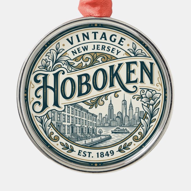 Ornamento De Metal Hoboken Nova Jersey (Frente)