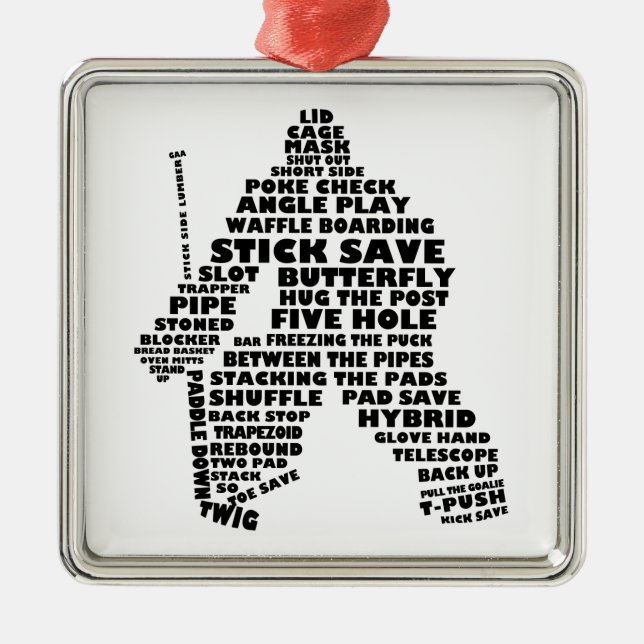 Ornamento De Metal Hockey Goalie Text Art (Frente)