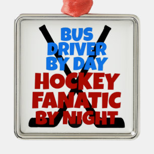 Ornamento De Metal Hockey Lover Bus Driver