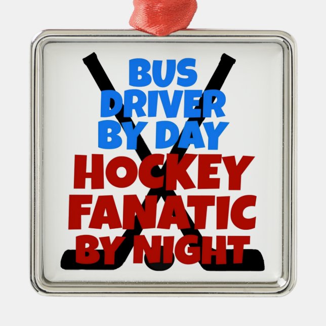 Ornamento De Metal Hockey Lover Bus Driver (Frente)