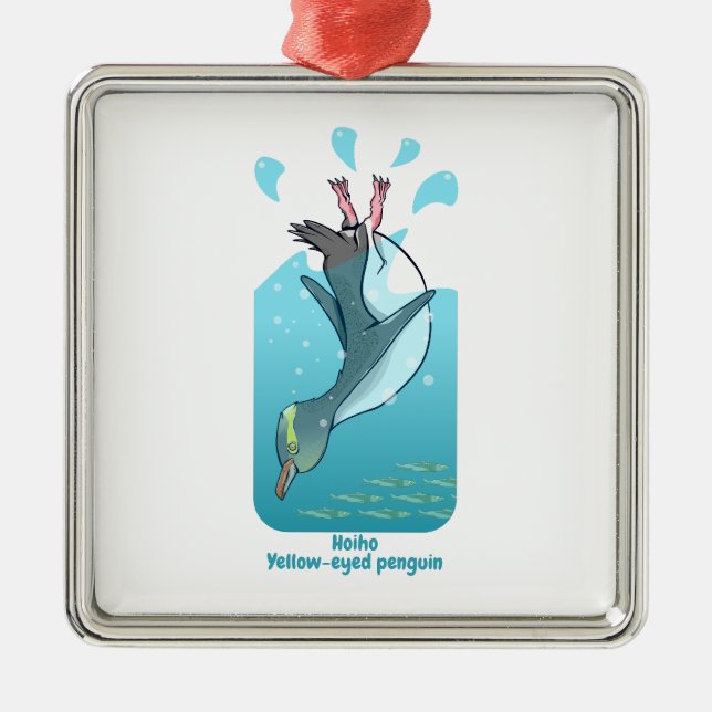 ORNAMENTO DE METAL HOIHO YELLOW EYED PENGUIN NADANDO (Frente)