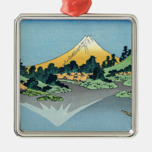 Ornamento De Metal Hokusai - O Monte Fuji Reflete no lago Kawaguchi