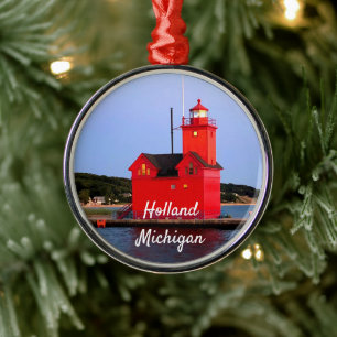 Ornamento De Metal Holland Michigan Lighthouse CUSTOM