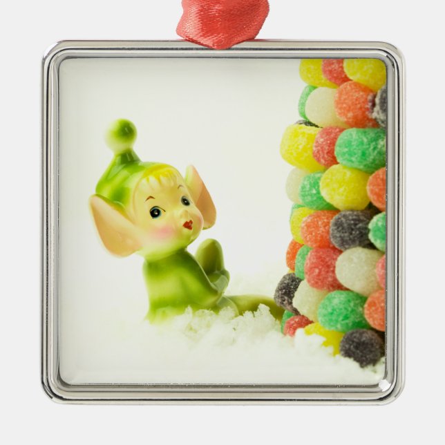 Ornamento De Metal Holly a Pixie Elf (Frente)