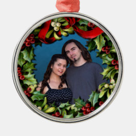 Ornamento De Metal Holly Wreath Personalizada Foto Personalizada Nata