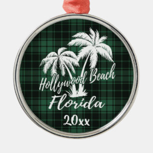 Ornamento De Metal Hollywood Beach Palm Tree Green Xadrez