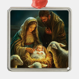 Ornamento De Metal Holy Family Christmas Nativity 